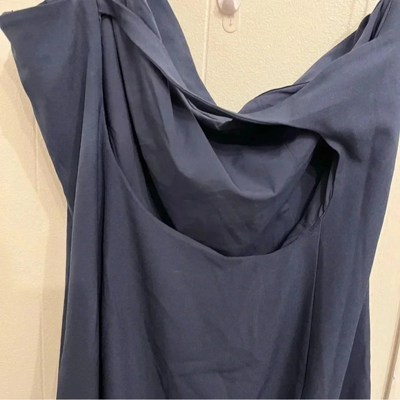 BHLDN navy Miranda crepe dress one shoulder size 16 - Picture 6 of 12
